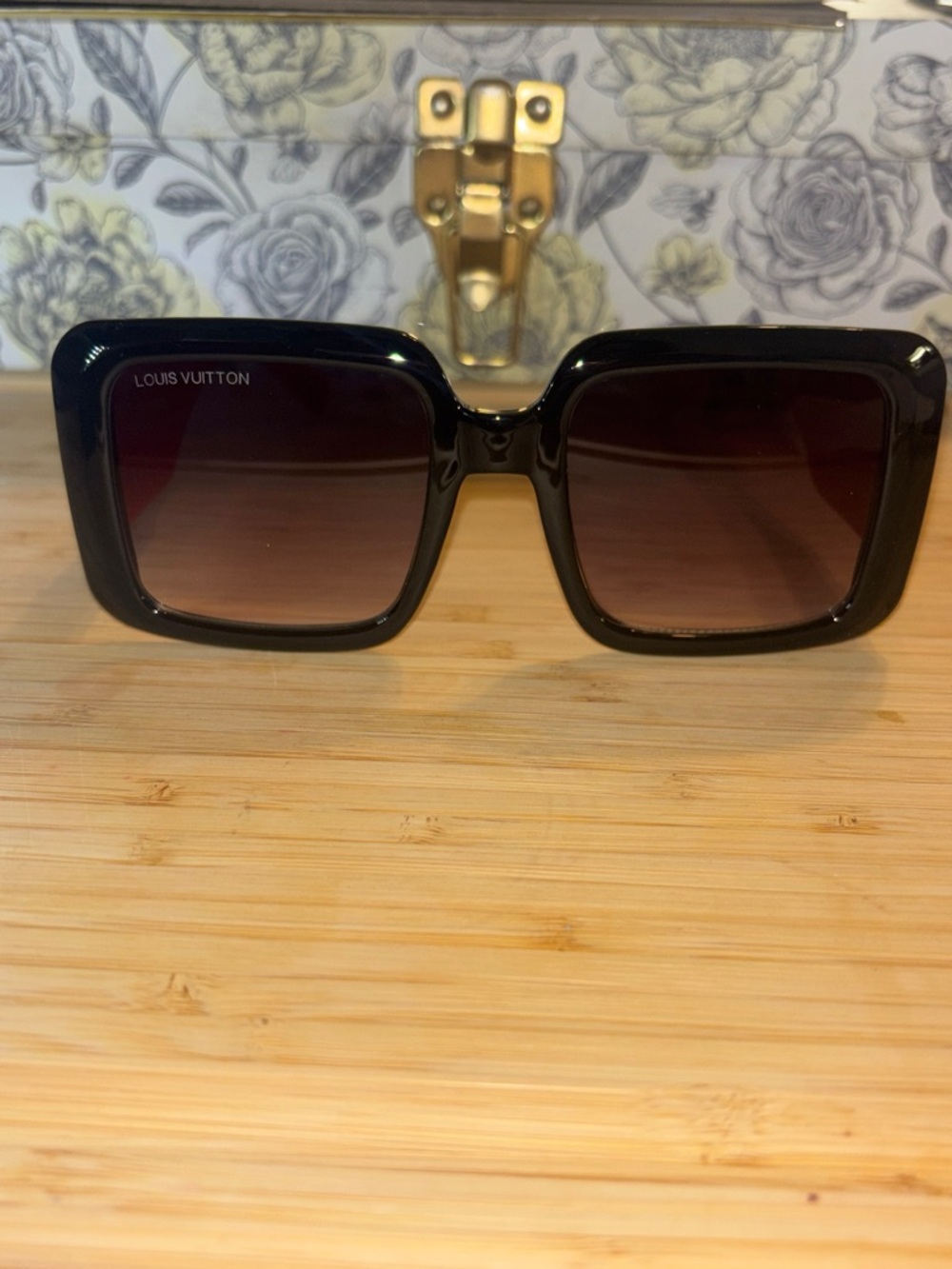 Louis Vuitton inspired ) Black Frame red Sunglasses with Brown Gradient Lenses